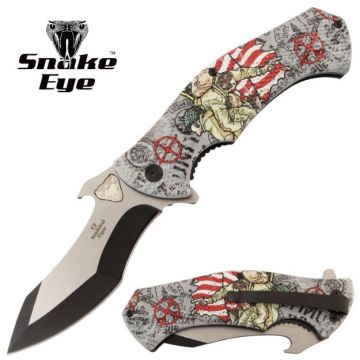 Snake Eye Tactical Spring Assist knife Troop Printed Handle SE-5290-T